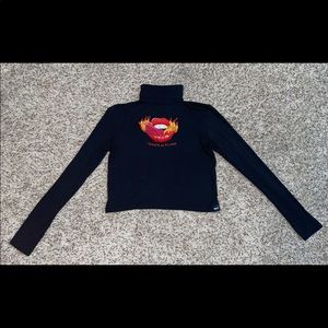 Omighty 'I Licked It, So It's Mine' Long Sleeve Turtle-Neck Crop Top